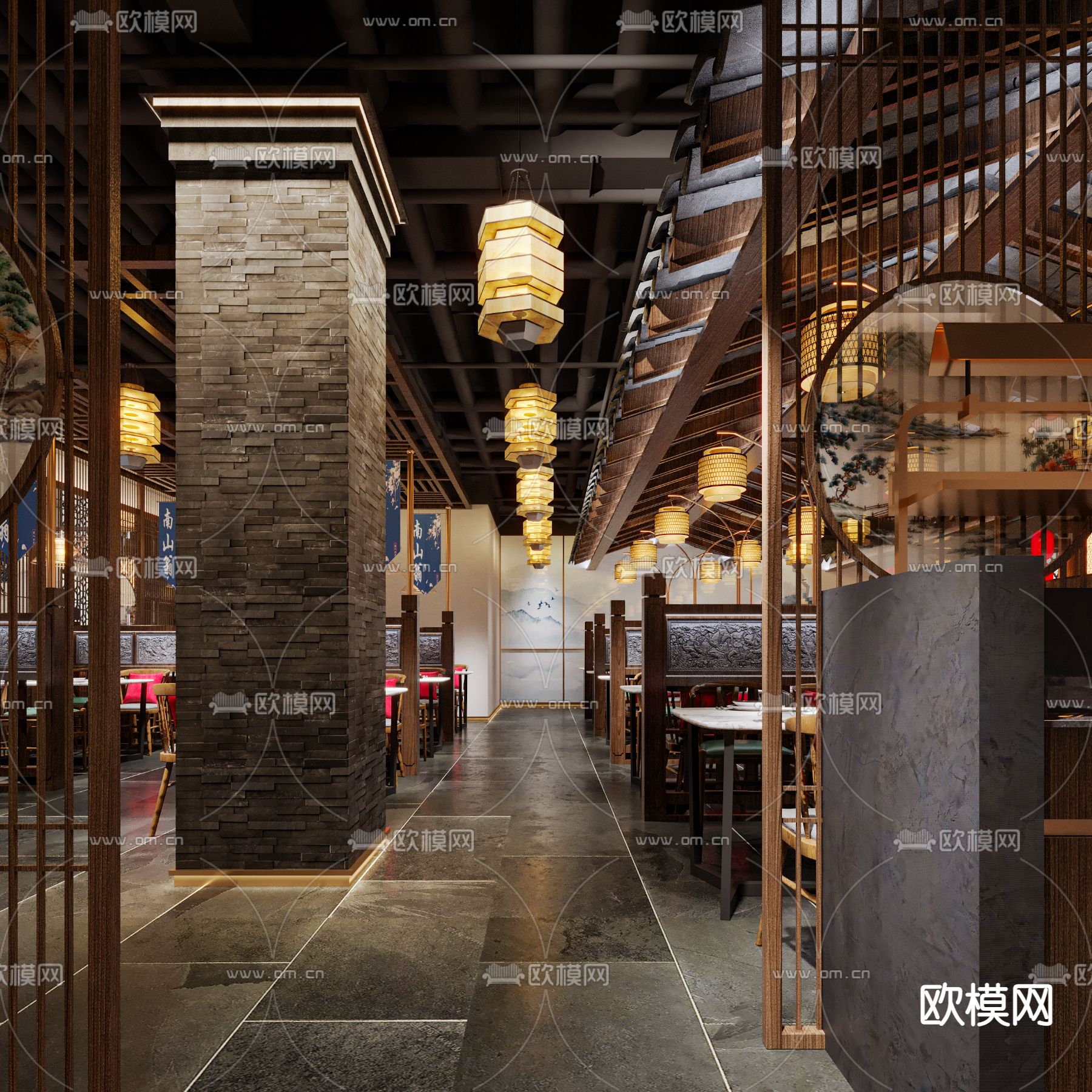 中式中餐厅3d模型