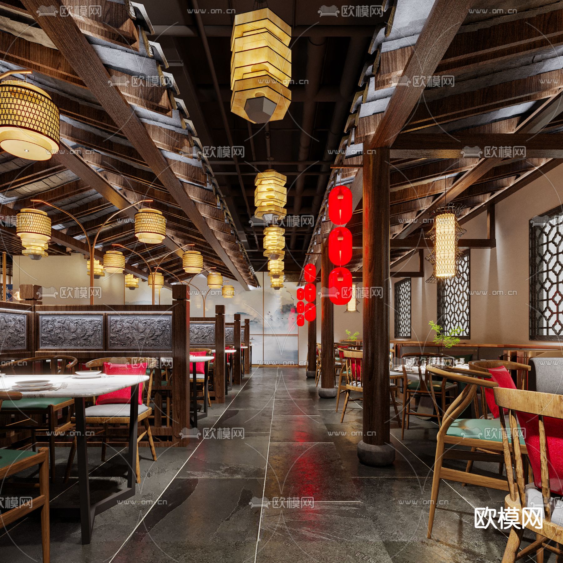 中式中餐厅3d模型