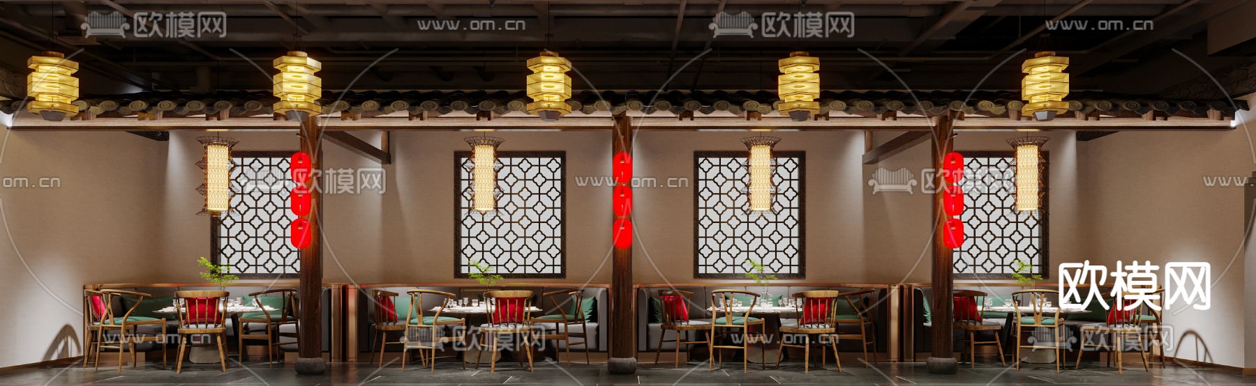 中式中餐厅3d模型