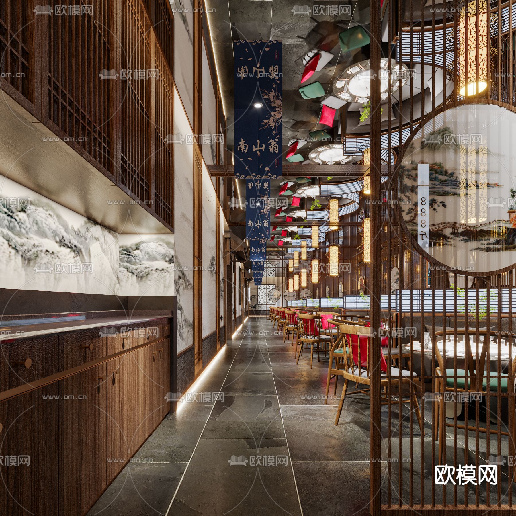 中式中餐厅3d模型