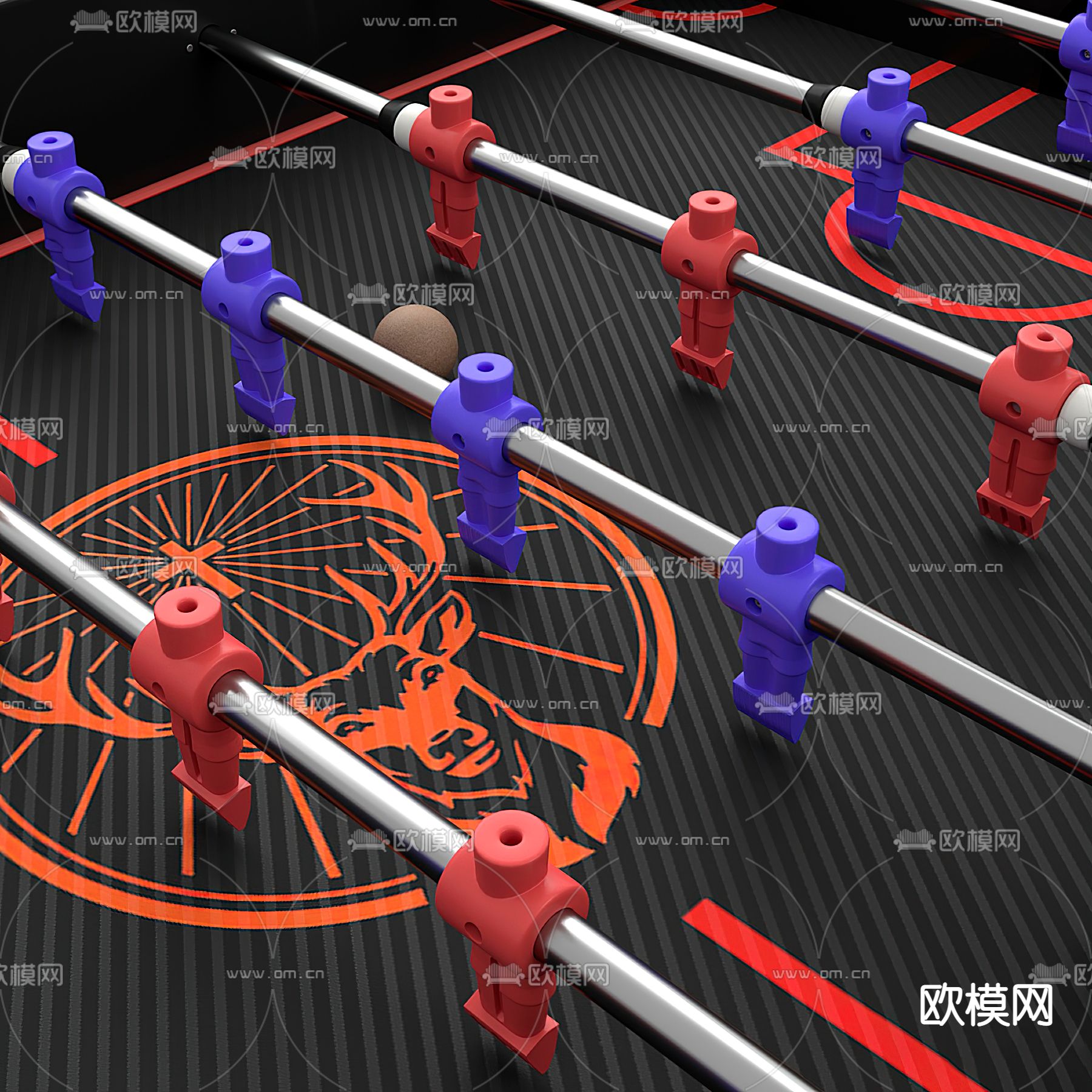 现代桌面足球游戏桌3d模型下载（渲染图3）