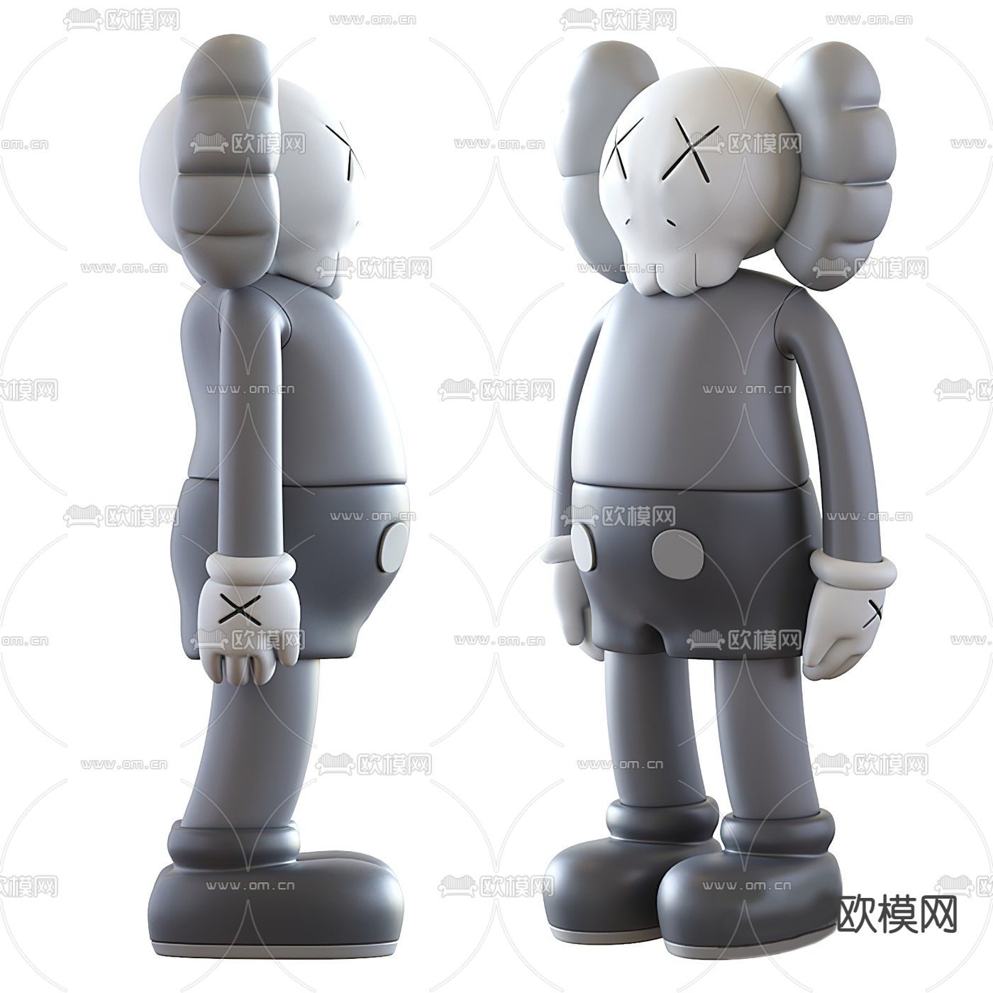现代kaws潮玩雕塑3d模型下载（渲染图3）