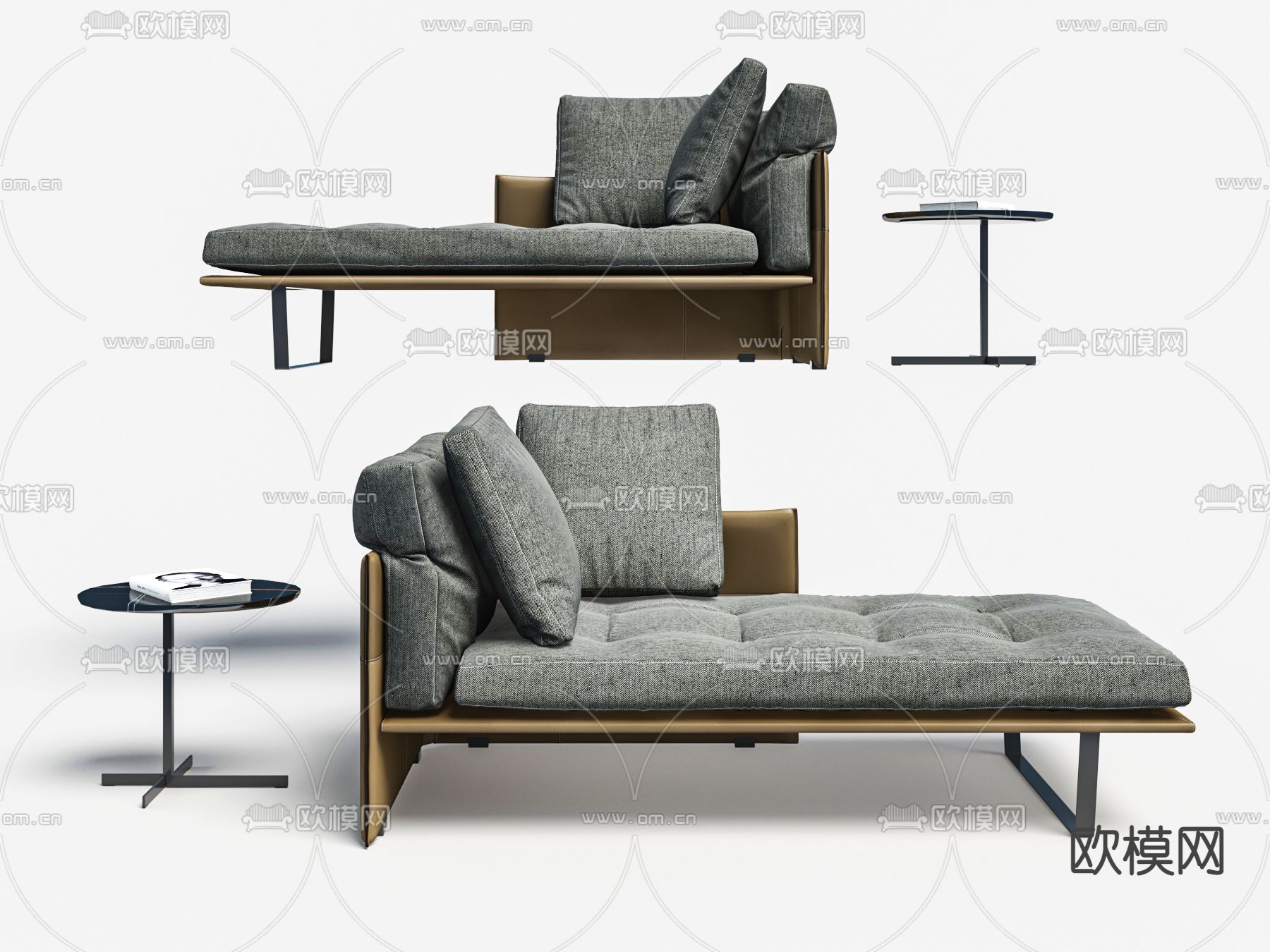 现代布艺贵妃椅3d模型下载