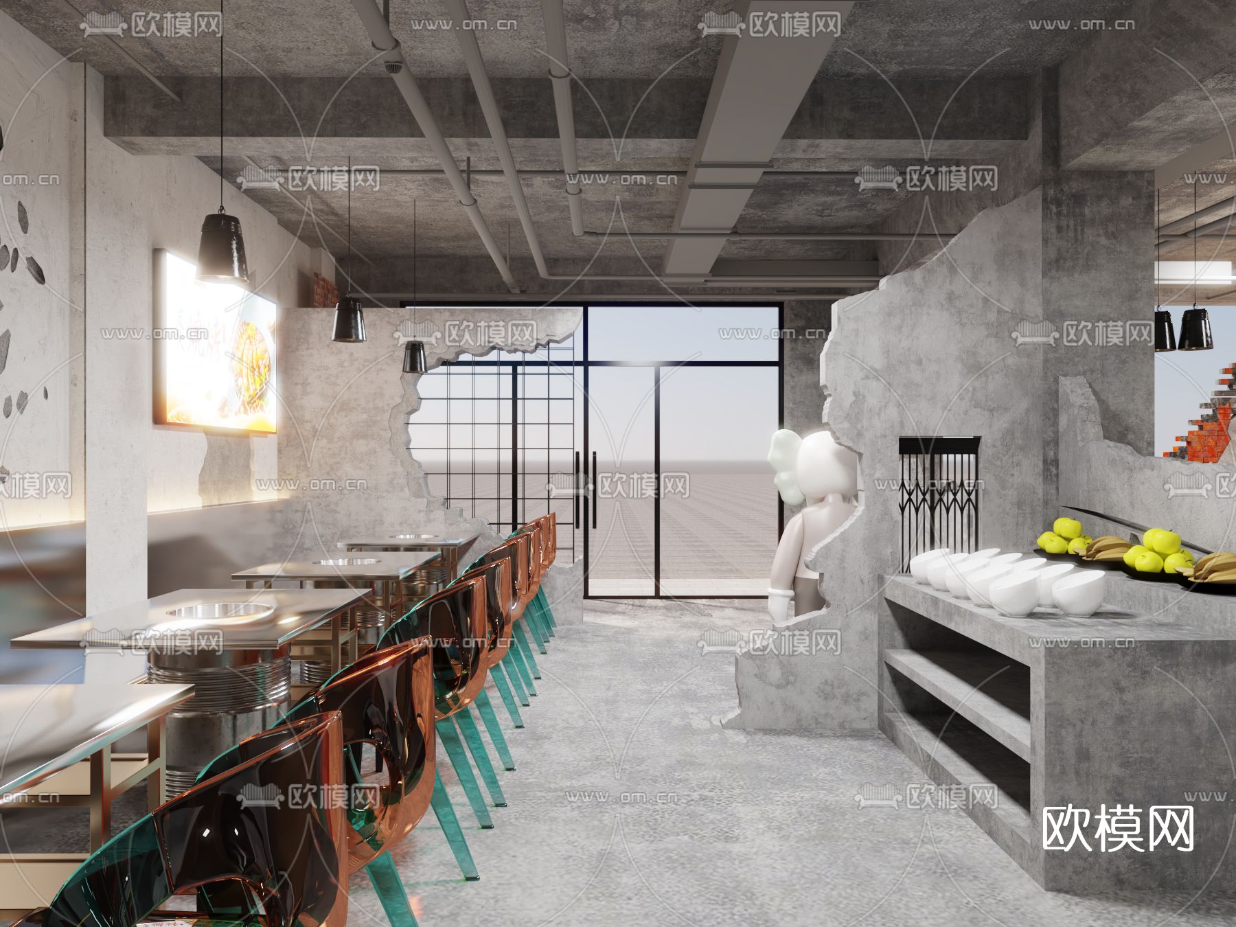 侘寂烤肉店3d模型下载（渲染图2）