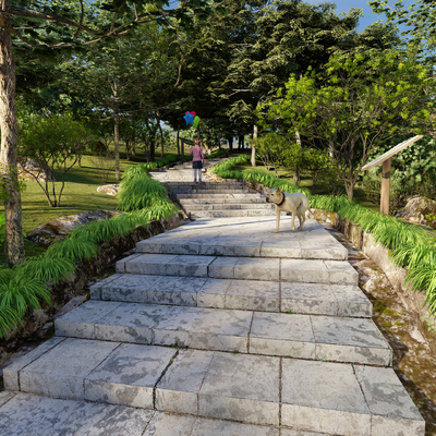 登山入口 登山步道 生态教育径生态步道su模型