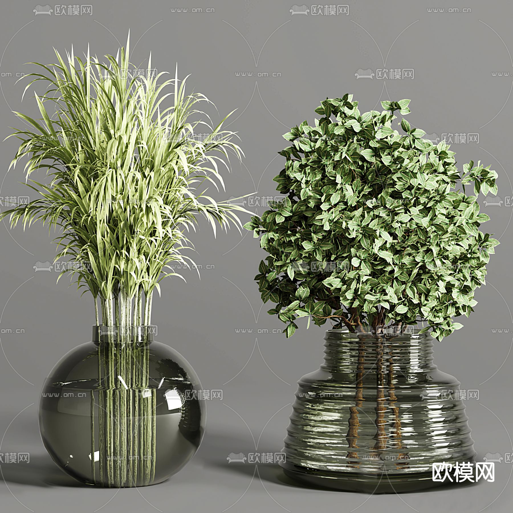 现代玻璃花瓶花艺插花3d模型