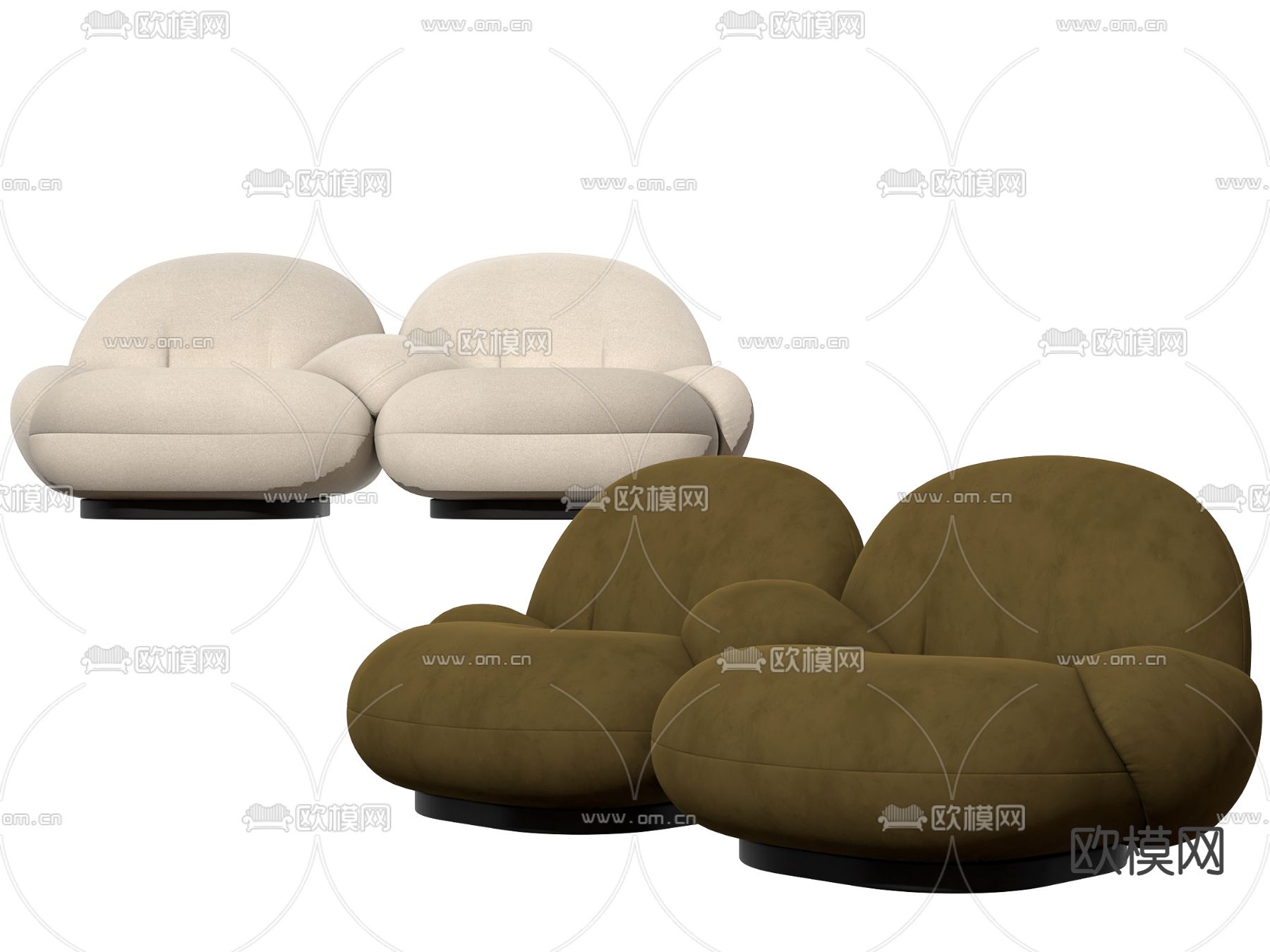 现代布艺双人沙发3d模型下载