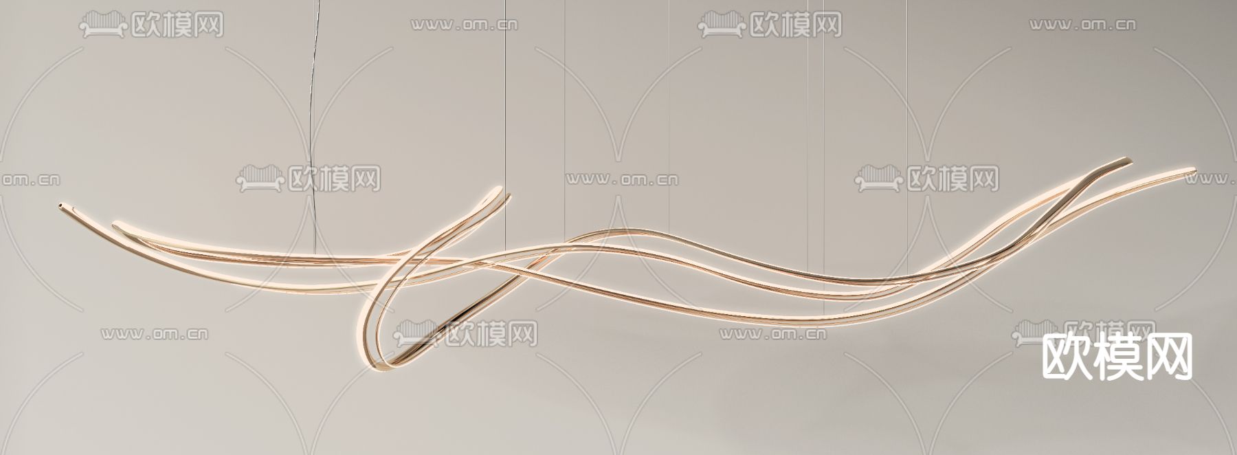 现代金属吊灯3d模型下载（渲染图4）