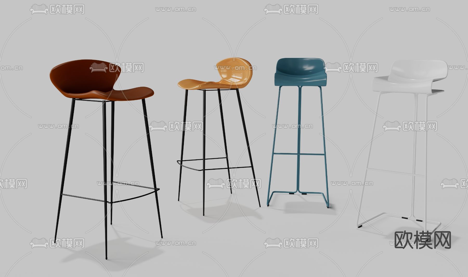 北欧金属烤漆吧台椅3d模型下载