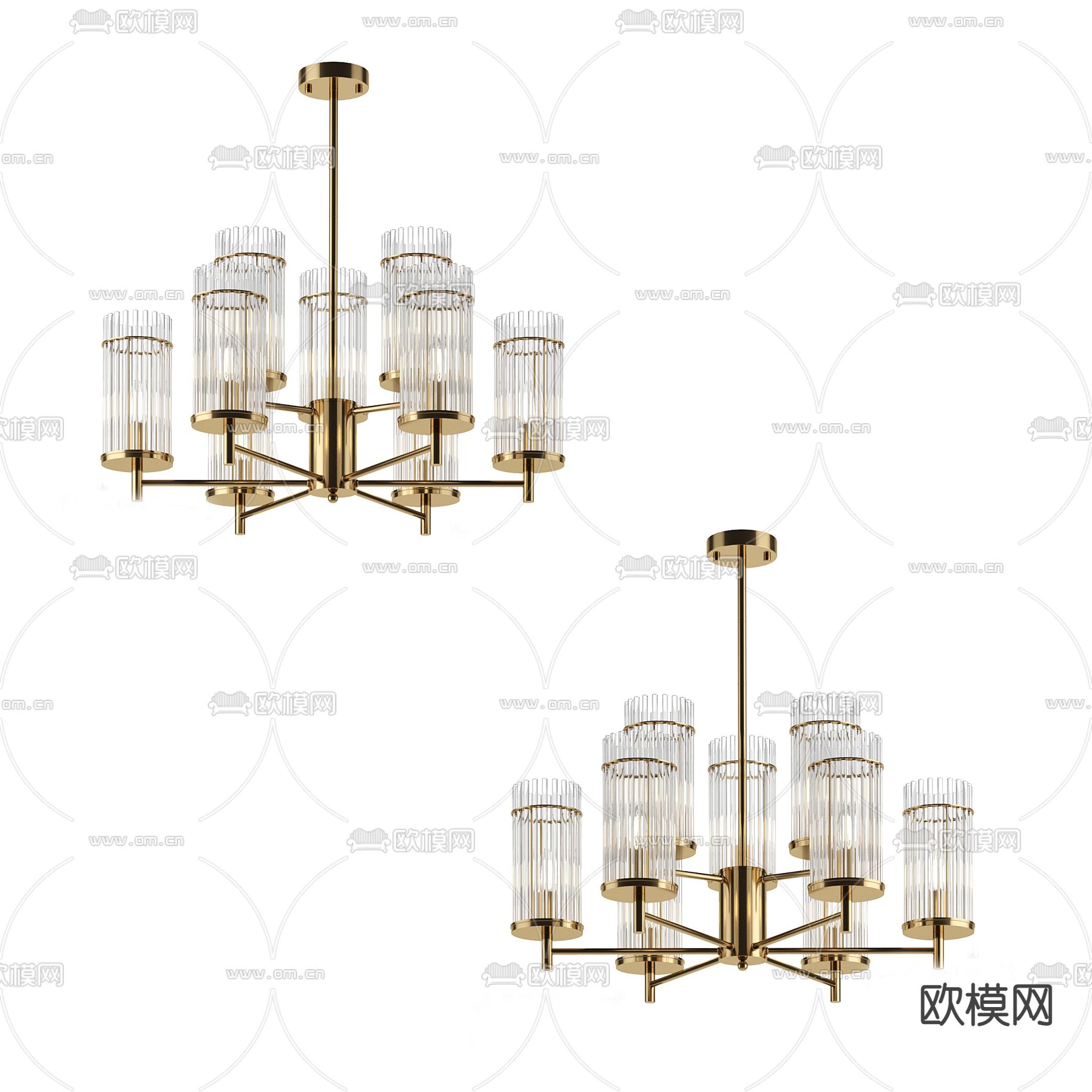 现代金属吊灯3d模型下载