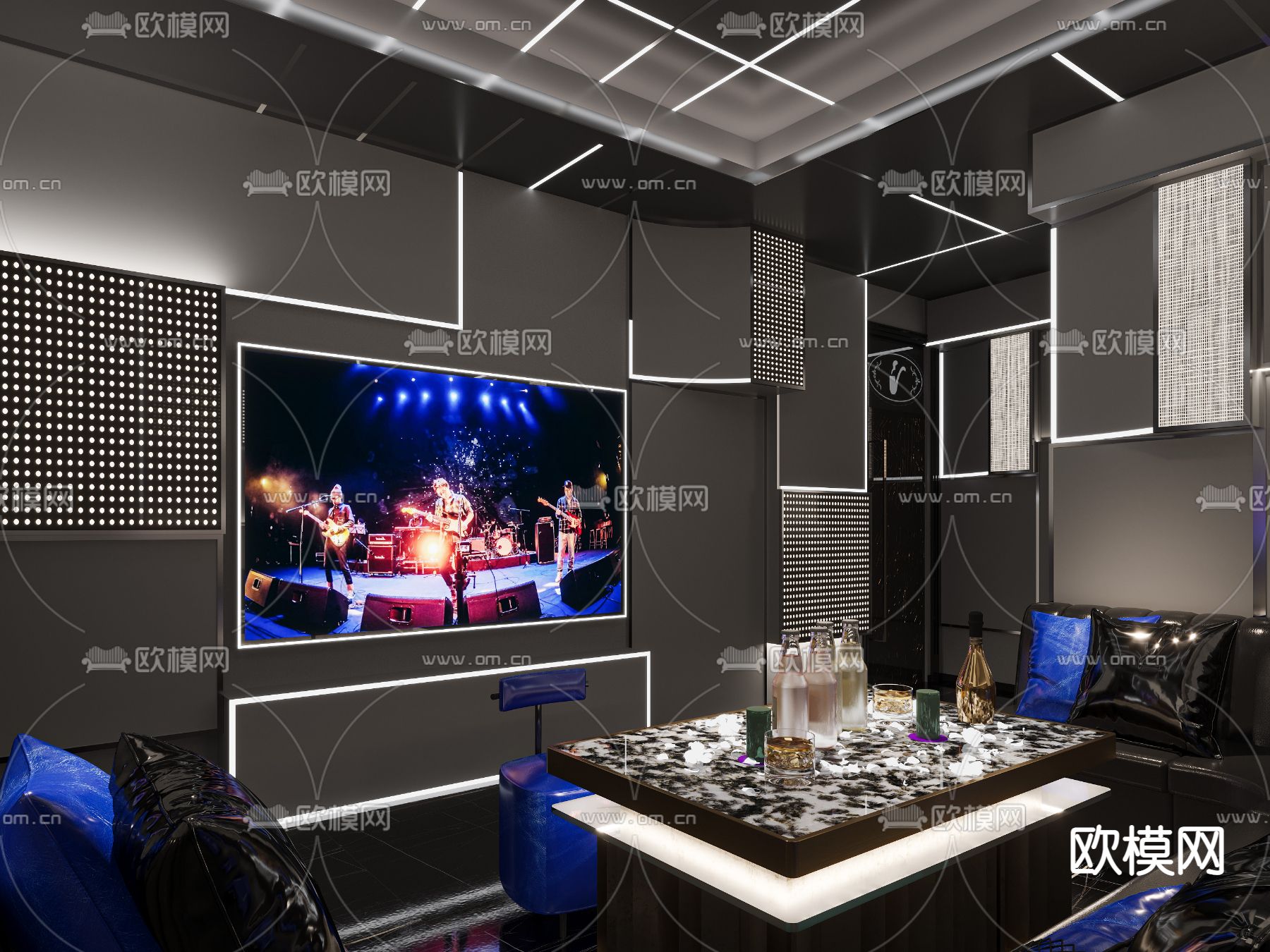 现代KTV包房3d模型下载（渲染图2）