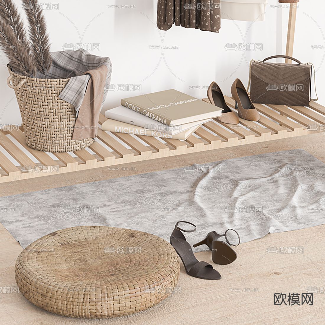 现代连衣裙服饰鞋帽衣架3d模型
