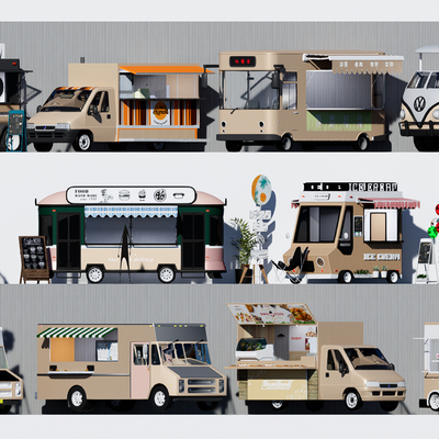  现代移动售货车su模型 