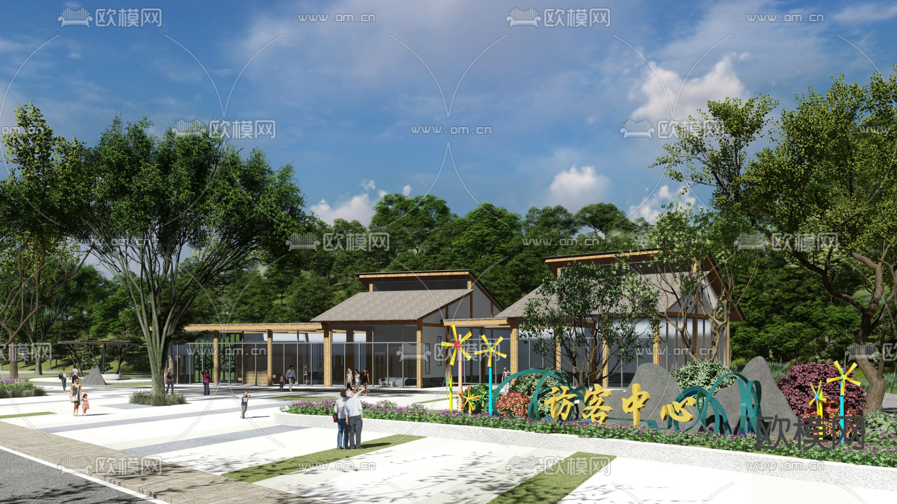 现代访客中心su模型下载（渲染图1）