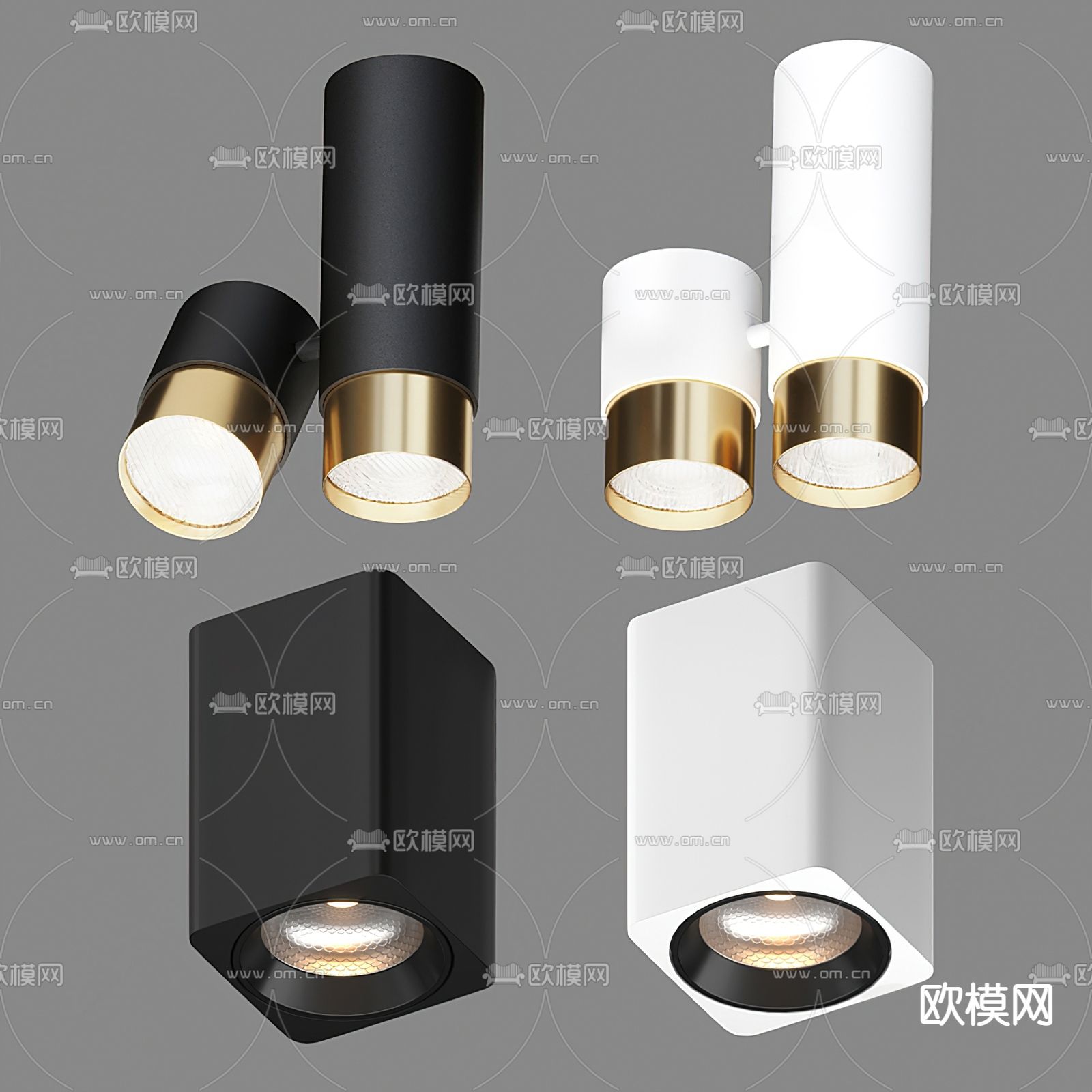 现代筒灯射灯su模型