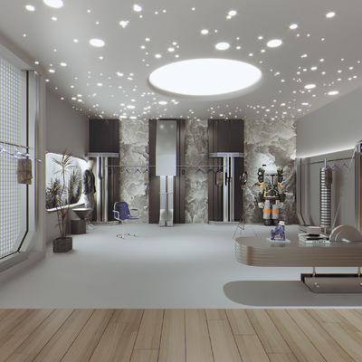  现代男装服装店su模型 