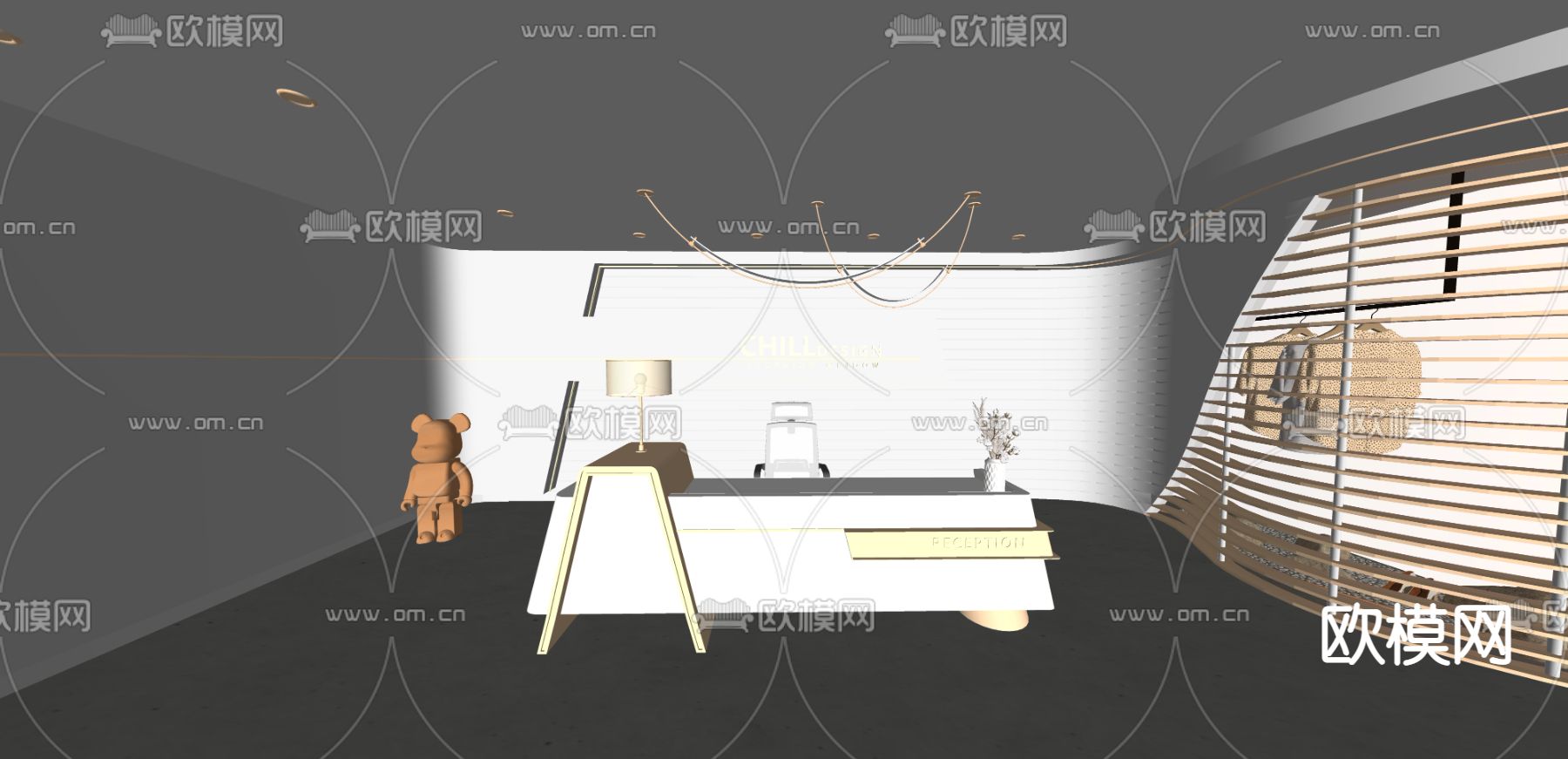 现代创意前台su模型下载（渲染图3）