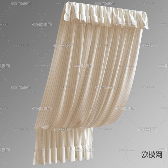 现代斜顶窗帘3d模型下载(渲染图1)