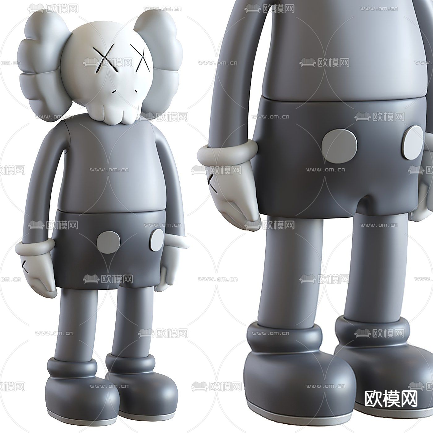 现代kaws潮玩雕塑3d模型下载（渲染图2）