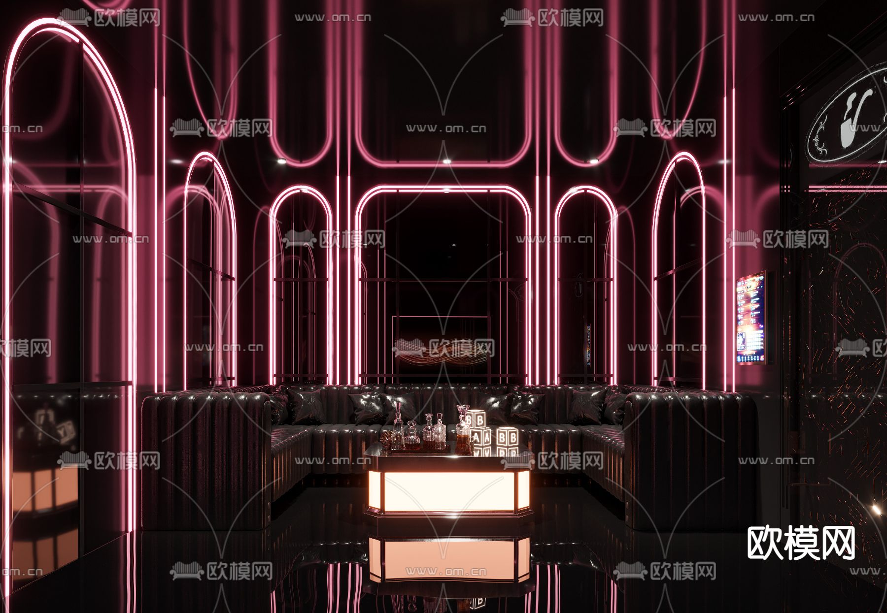 现代KTV包房3d模型下载（渲染图1）