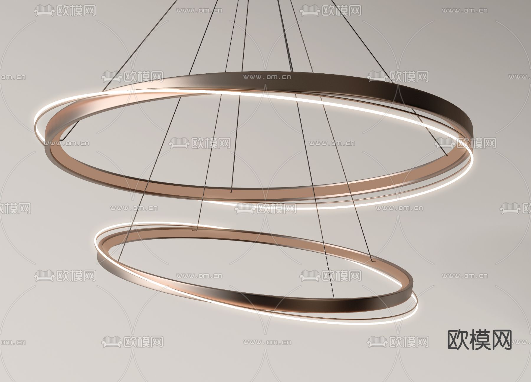 现代金属吊灯3d模型下载（渲染图3）