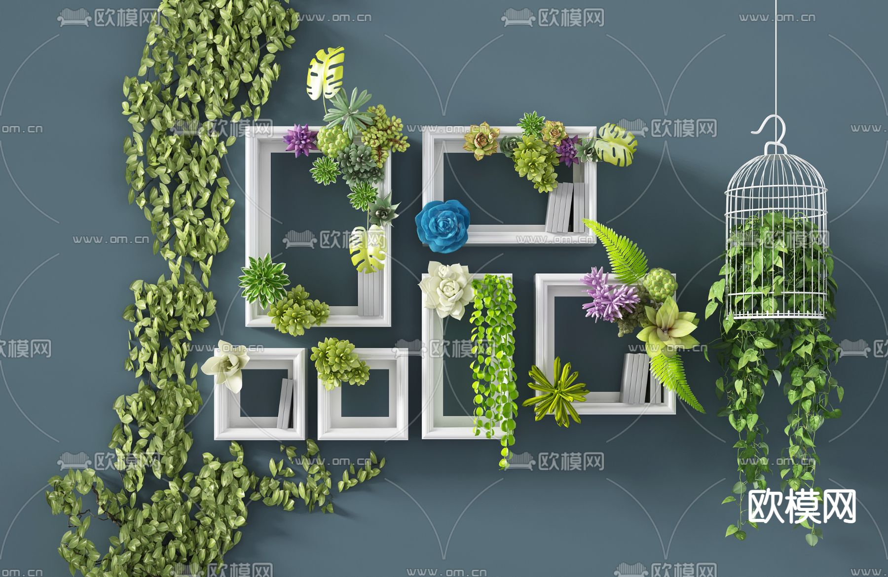 北欧绿植墙饰挂件3d模型下载