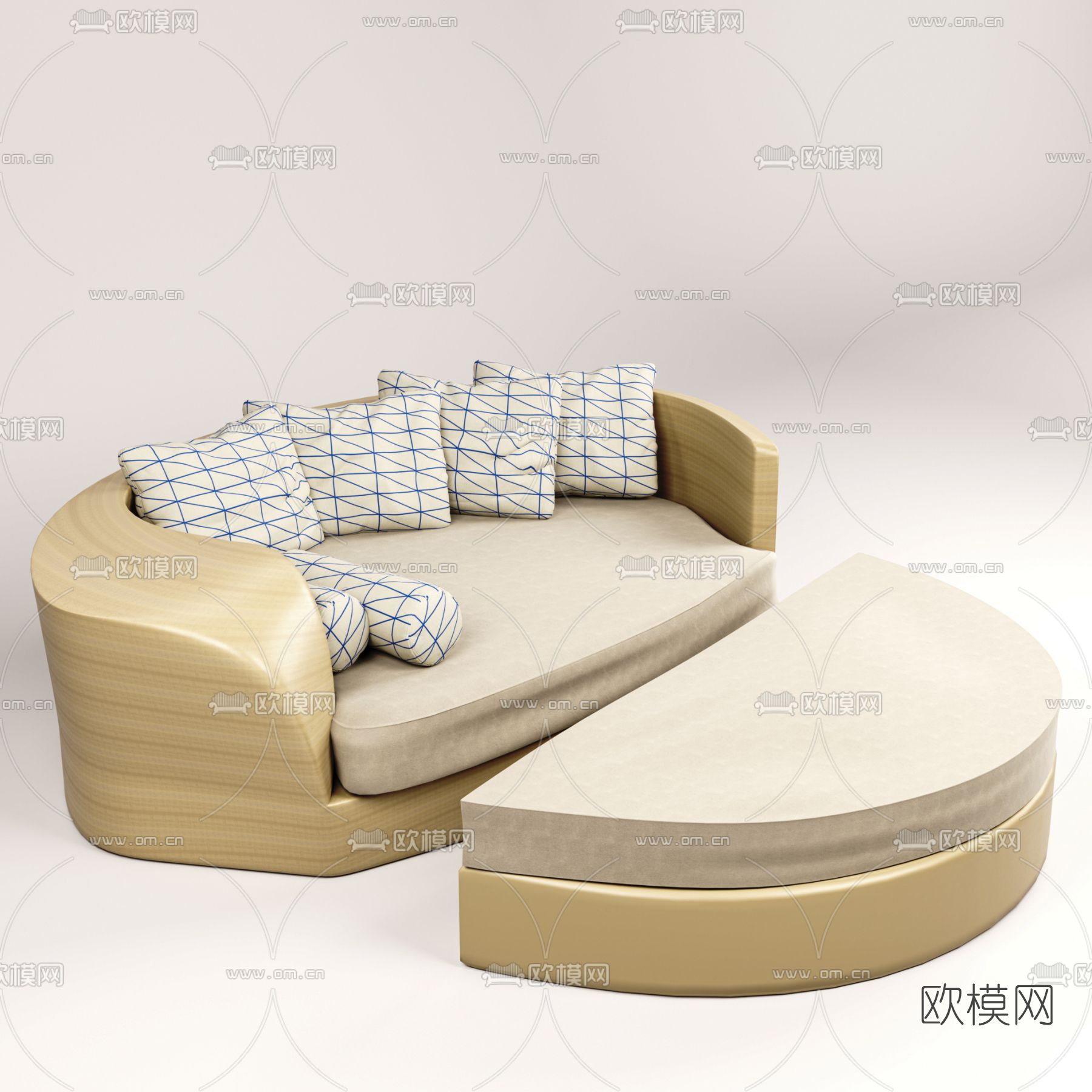 现代圆床免费3d模型下载