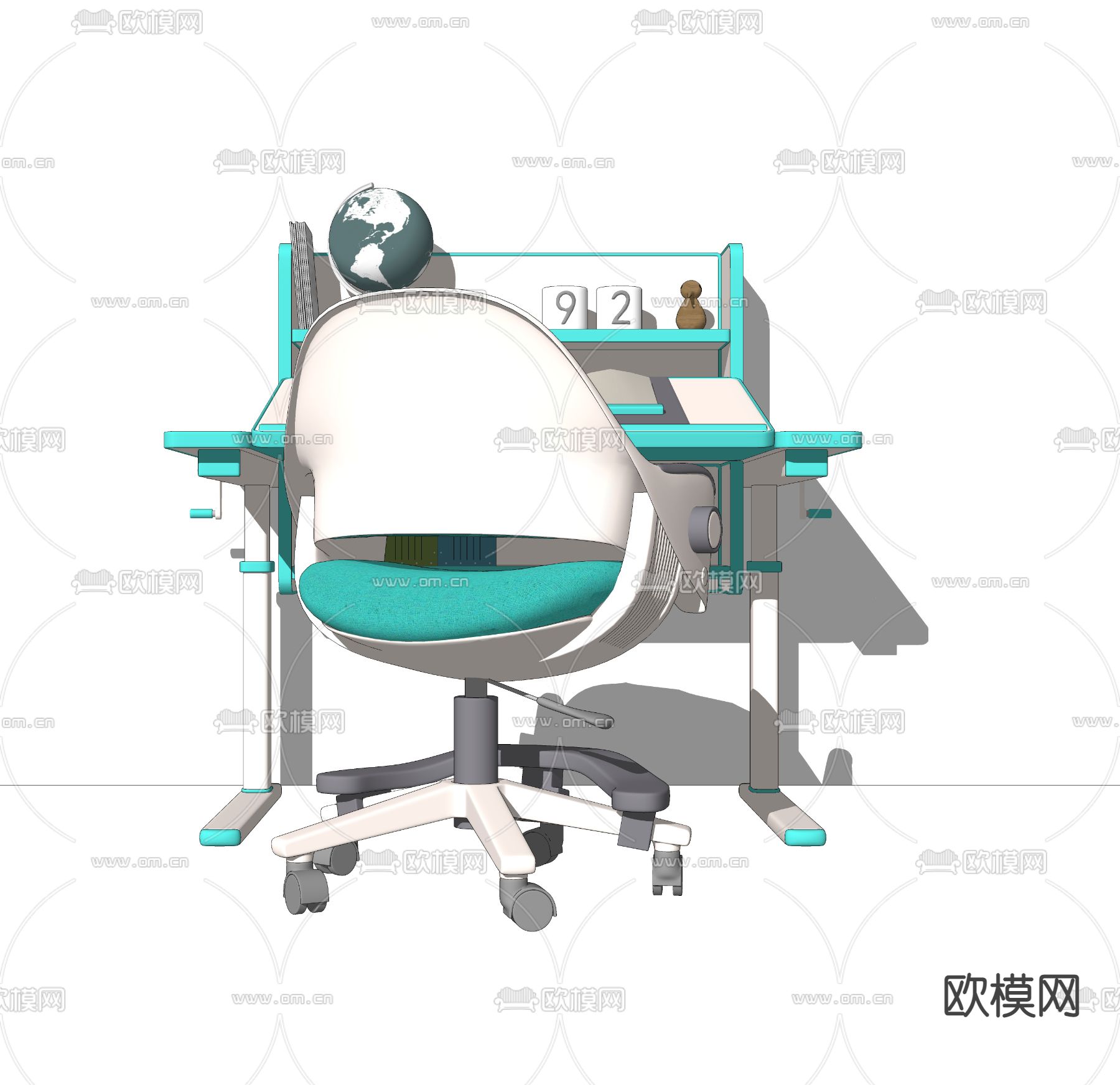 现代儿童桌椅su模型下载（渲染图2）