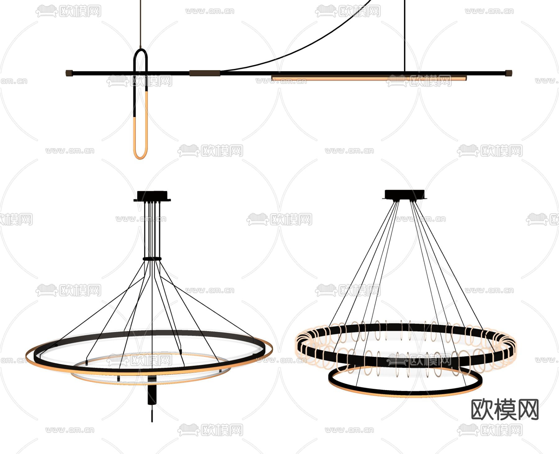 现代吊灯su模型下载（渲染图2）