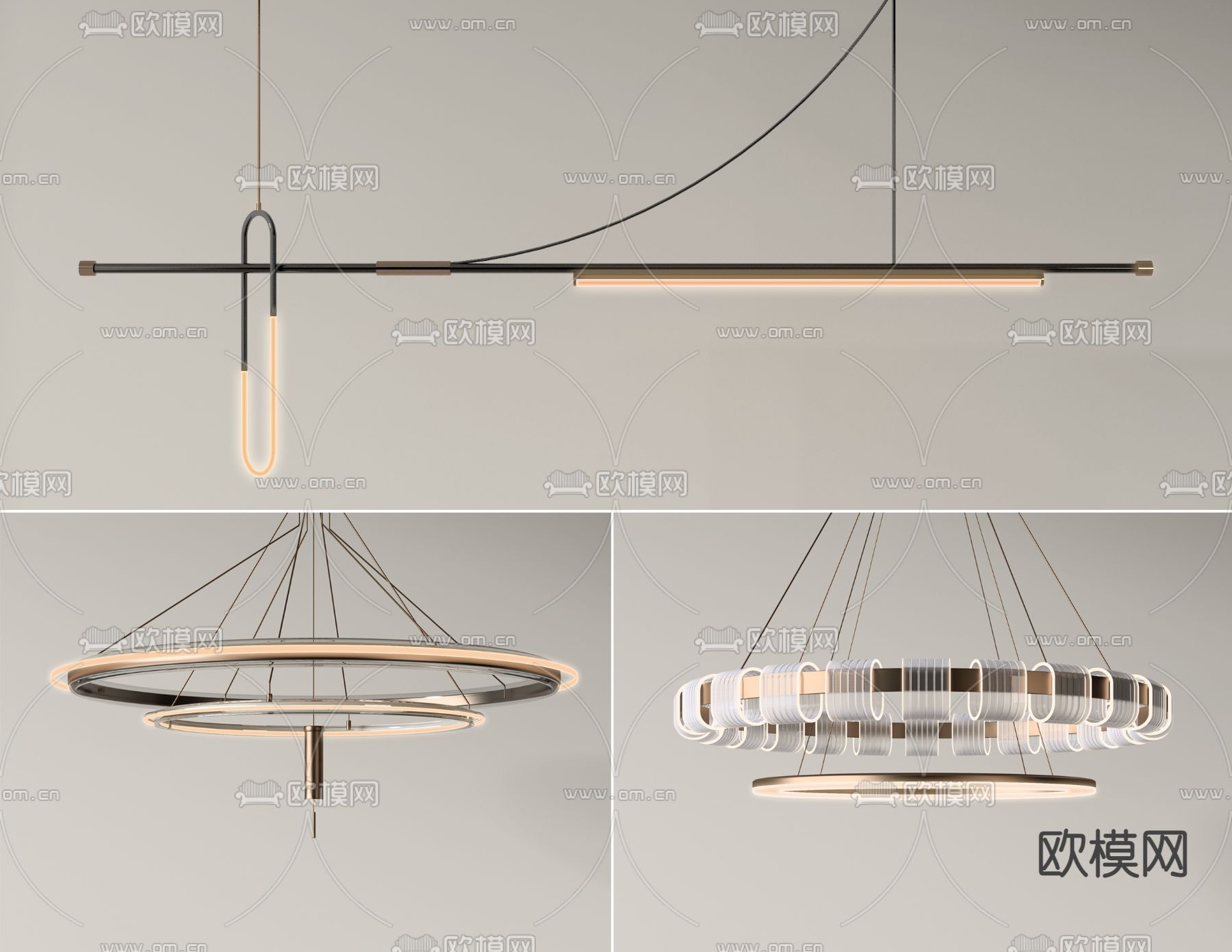 现代吊灯su模型下载（渲染图1）