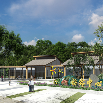  现代访客中心su模型 