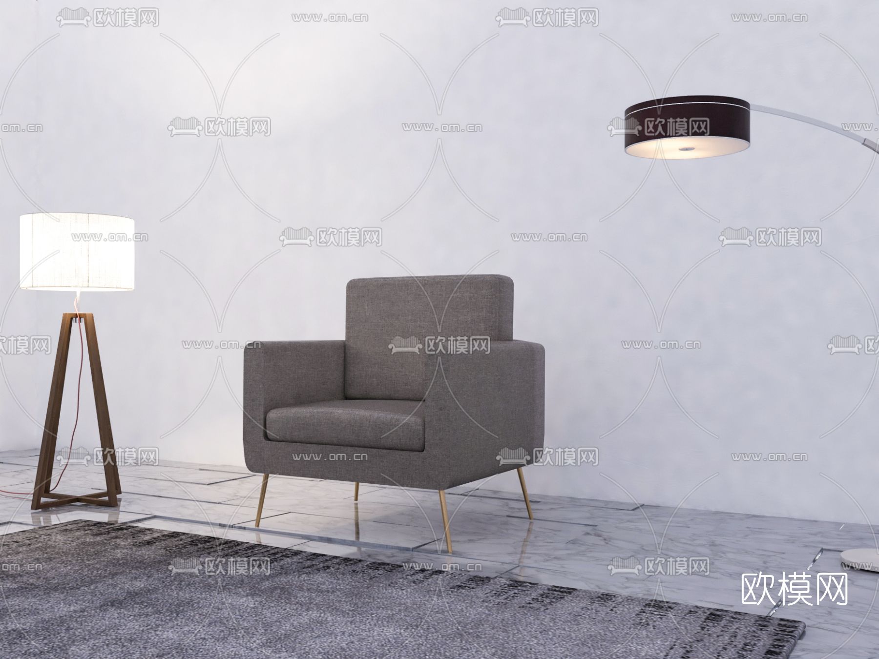 现代单人沙发免费3d模型下载