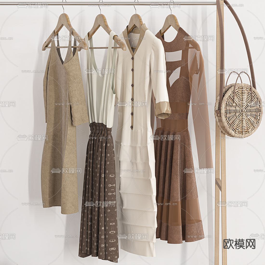 现代连衣裙服饰鞋帽衣架3d模型