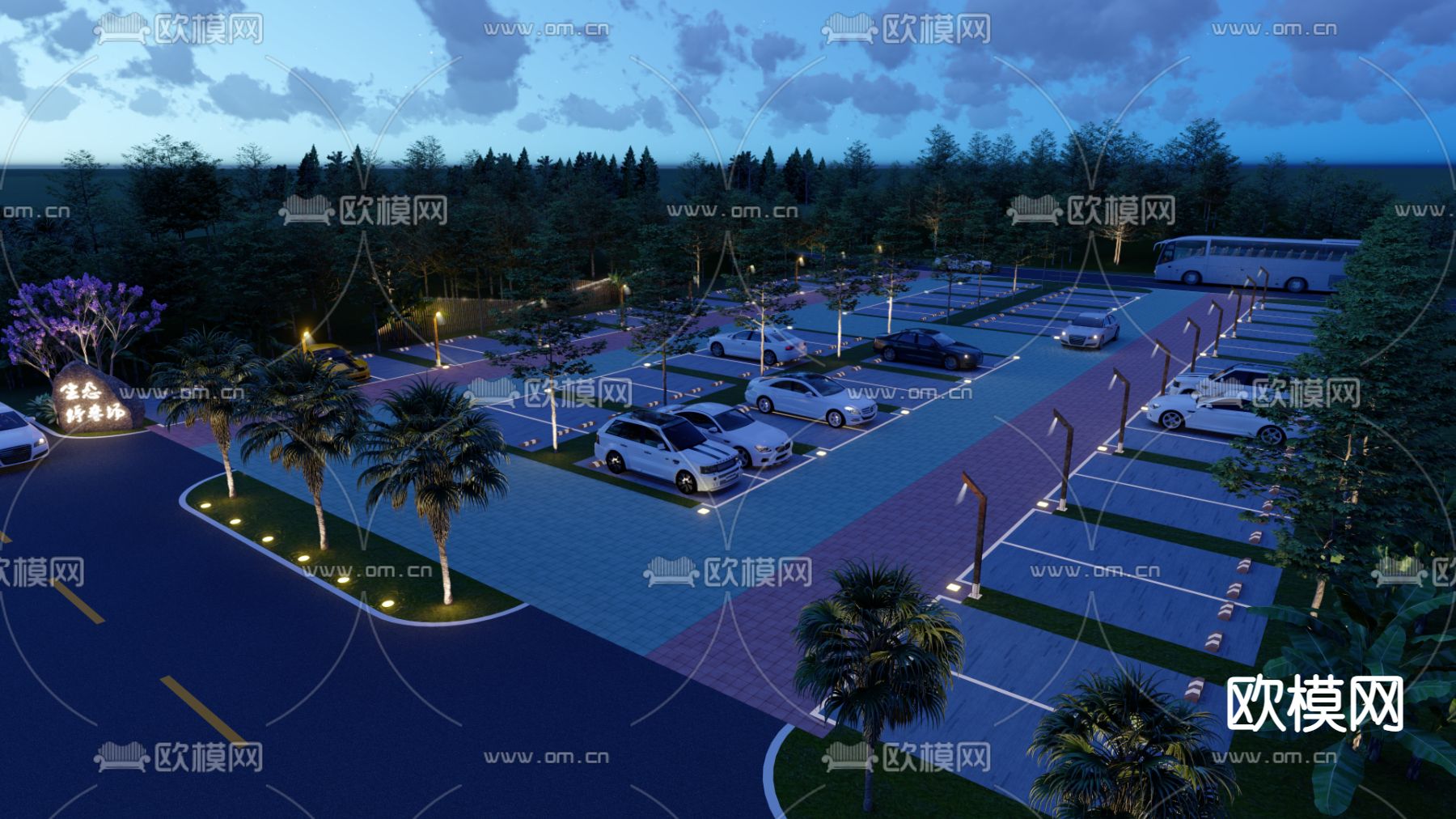 现代生态停车场su模型