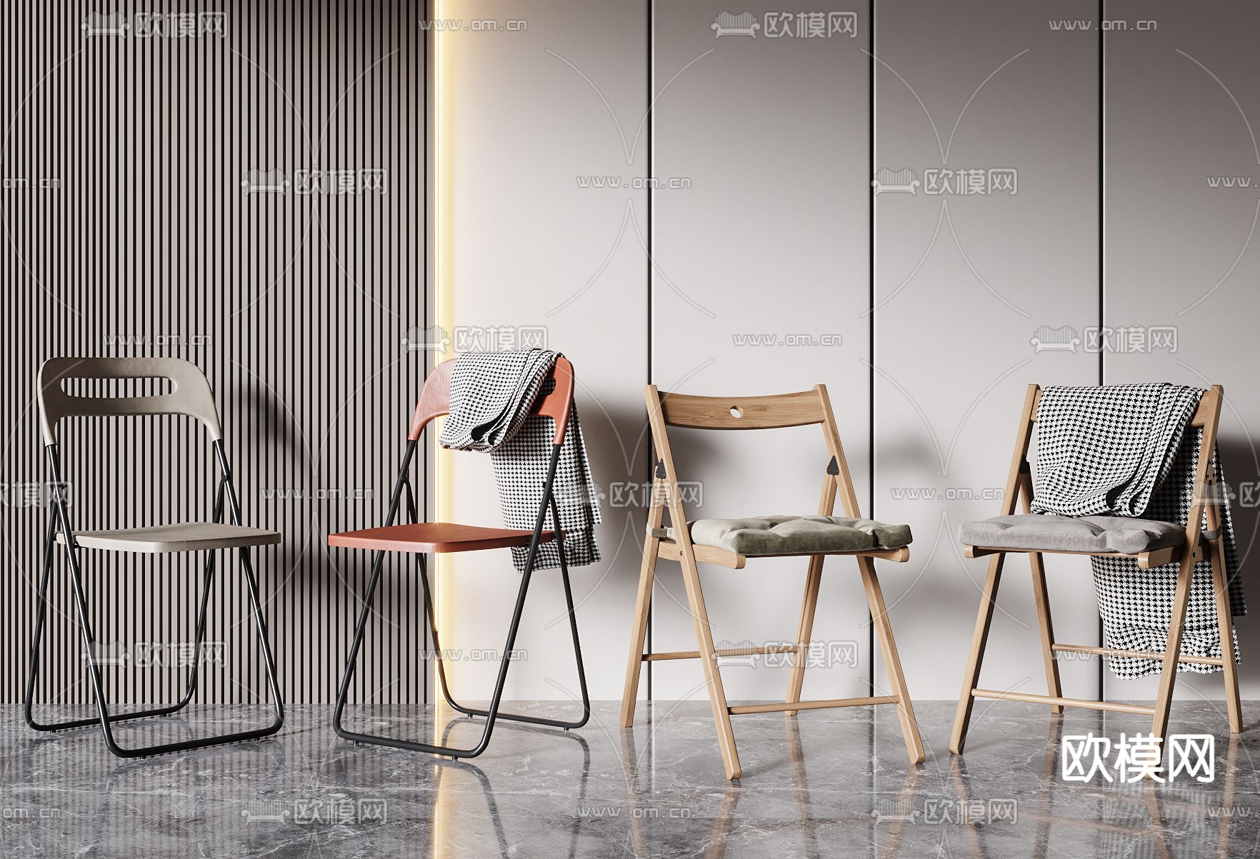 现代休闲椅su模型下载（渲染图1）