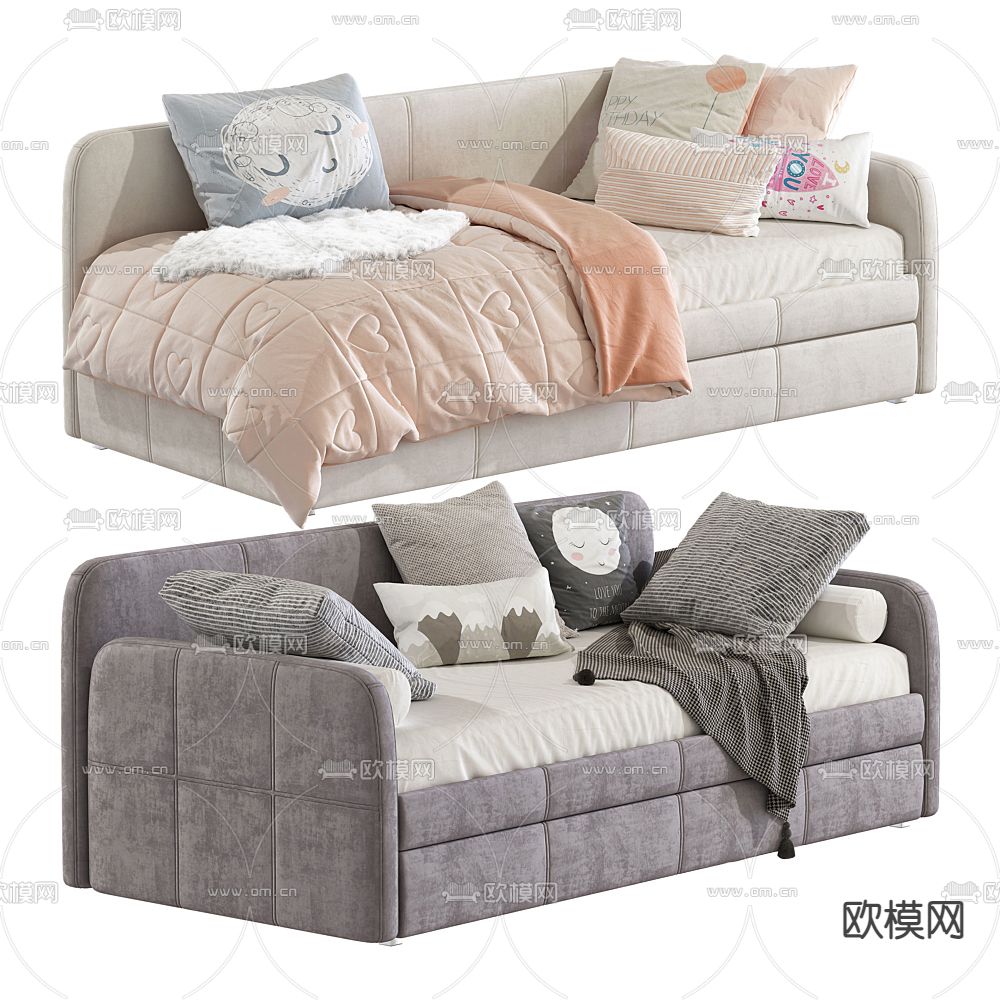 现代布艺沙发床3d模型下载
