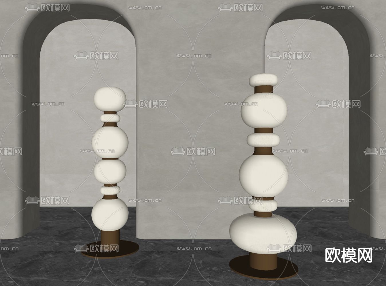 侘寂风落地灯su模型下载（渲染图2）