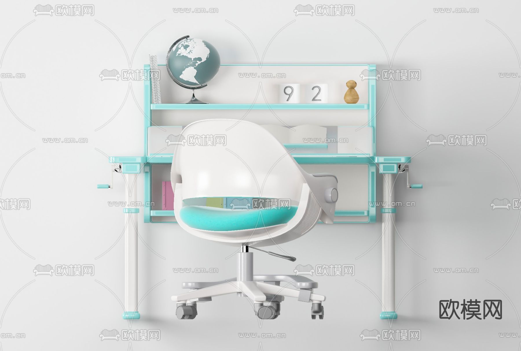 现代儿童桌椅su模型下载（渲染图1）