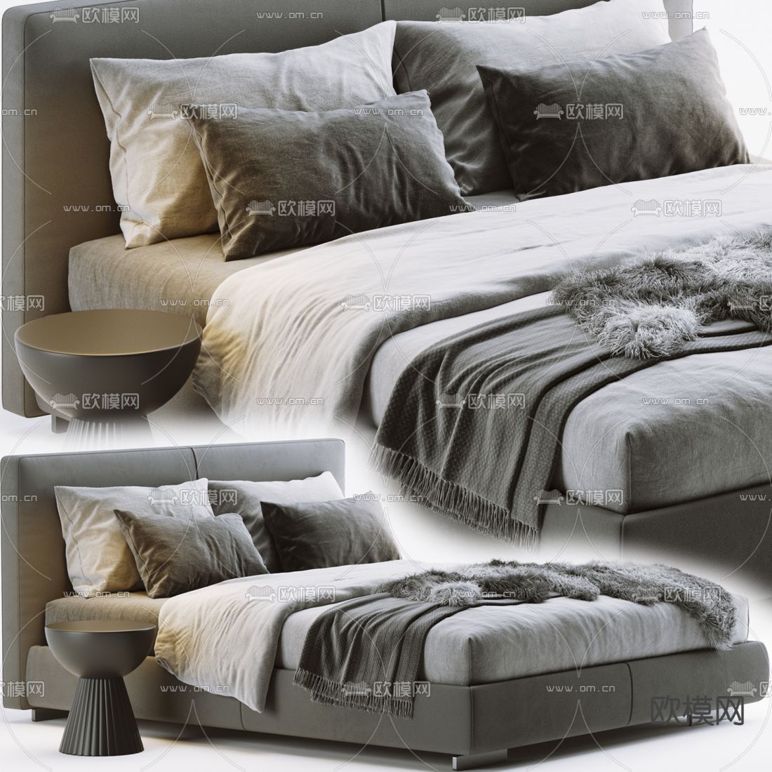 FLEXFORM 布艺双人床3d模型下载（渲染图3）