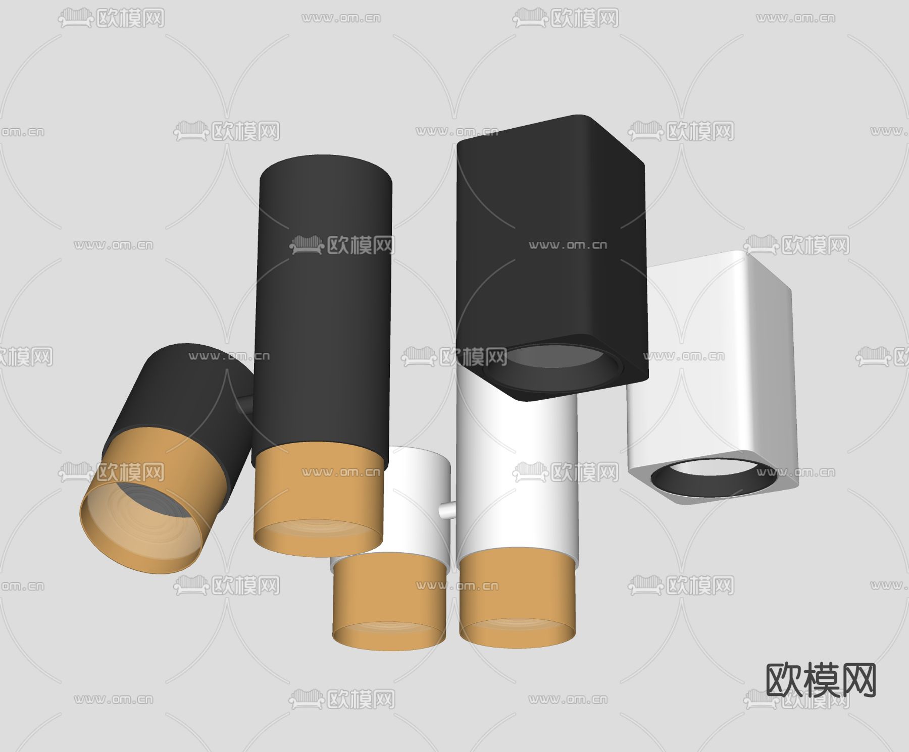 现代筒灯射灯su模型
