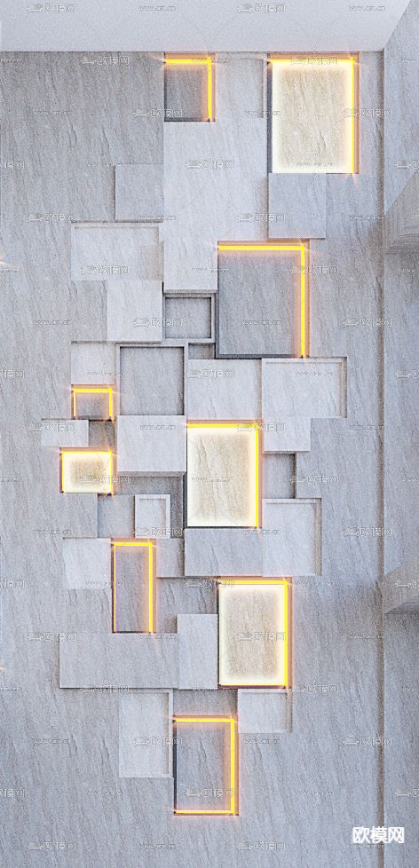 现代办公楼大堂3d模型下载（渲染图2）