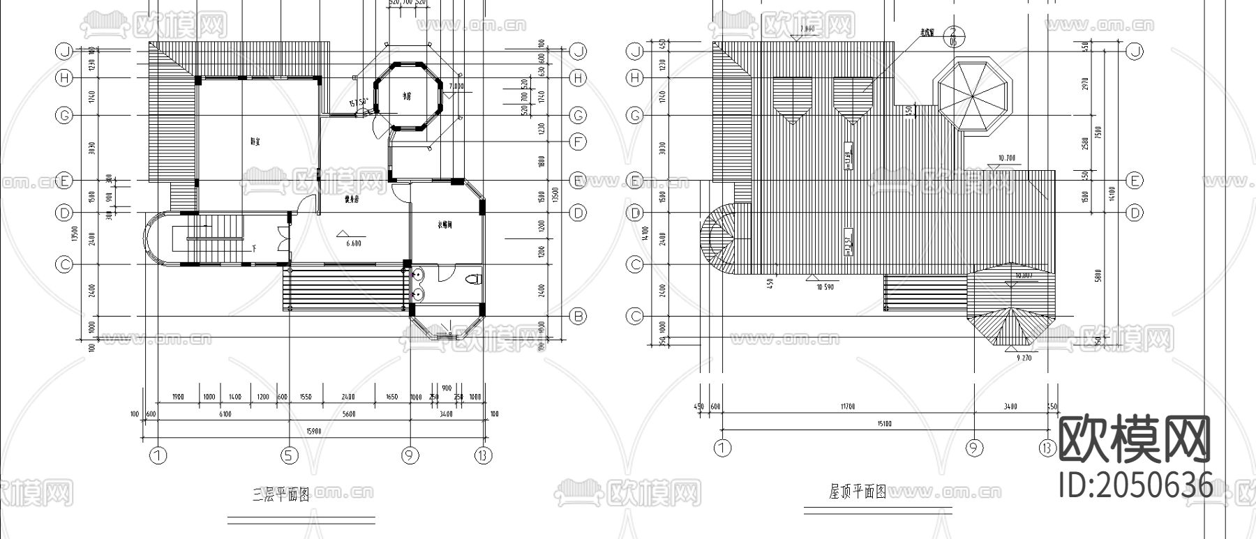 别墅cad施工图下载（渲染图2）