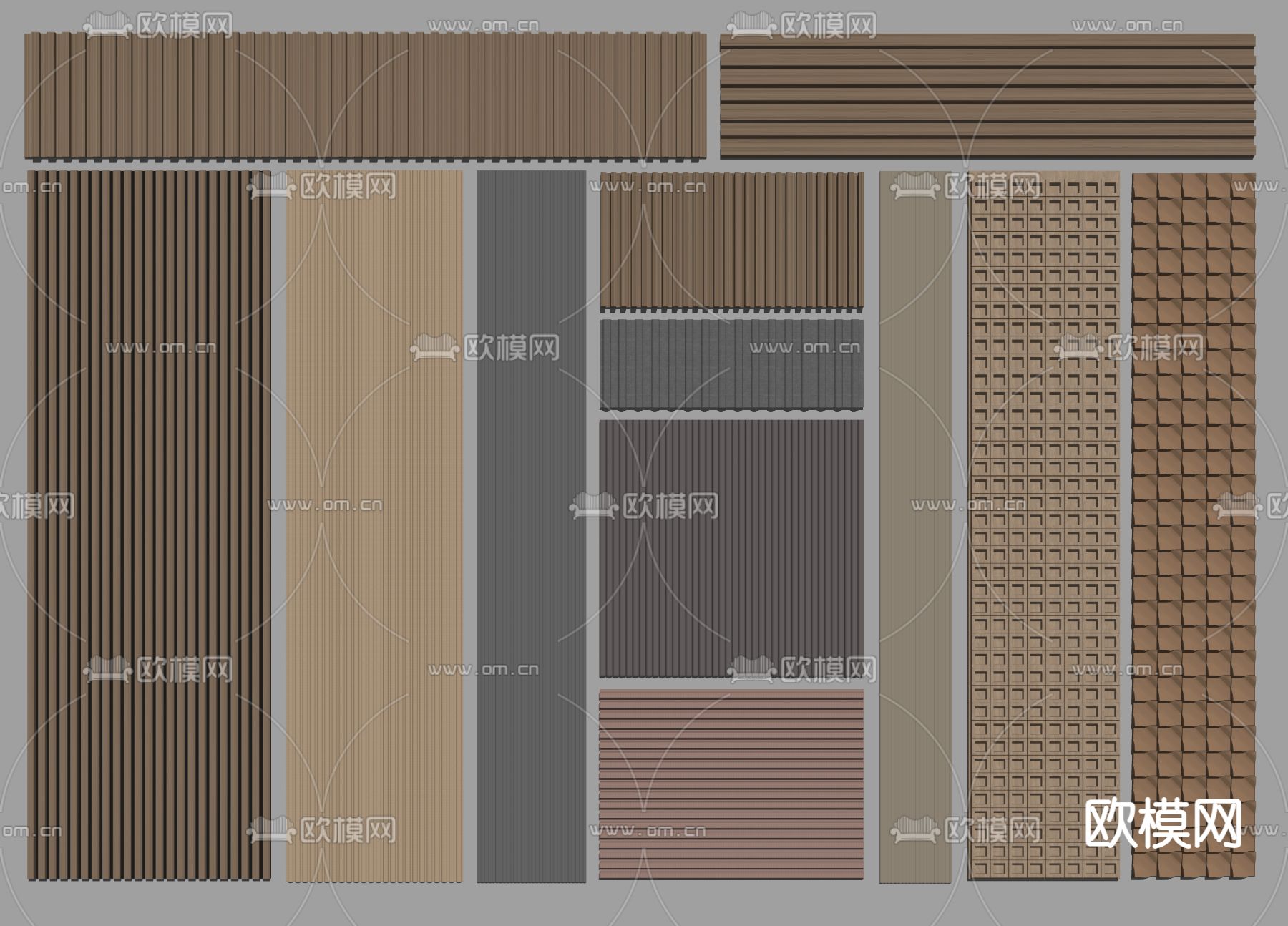 现代护墙板格栅板长城板su模型下载（渲染图2）