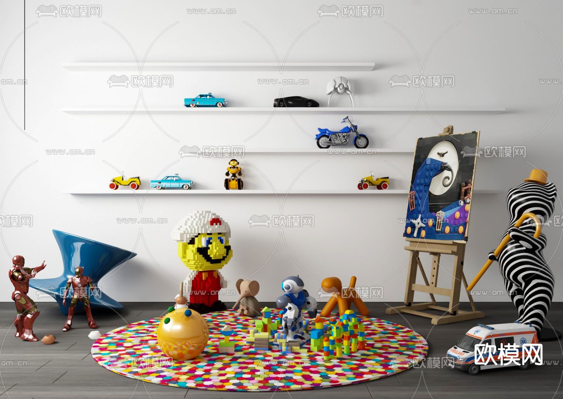 现代儿童玩具乐高su模型下载（渲染图1）