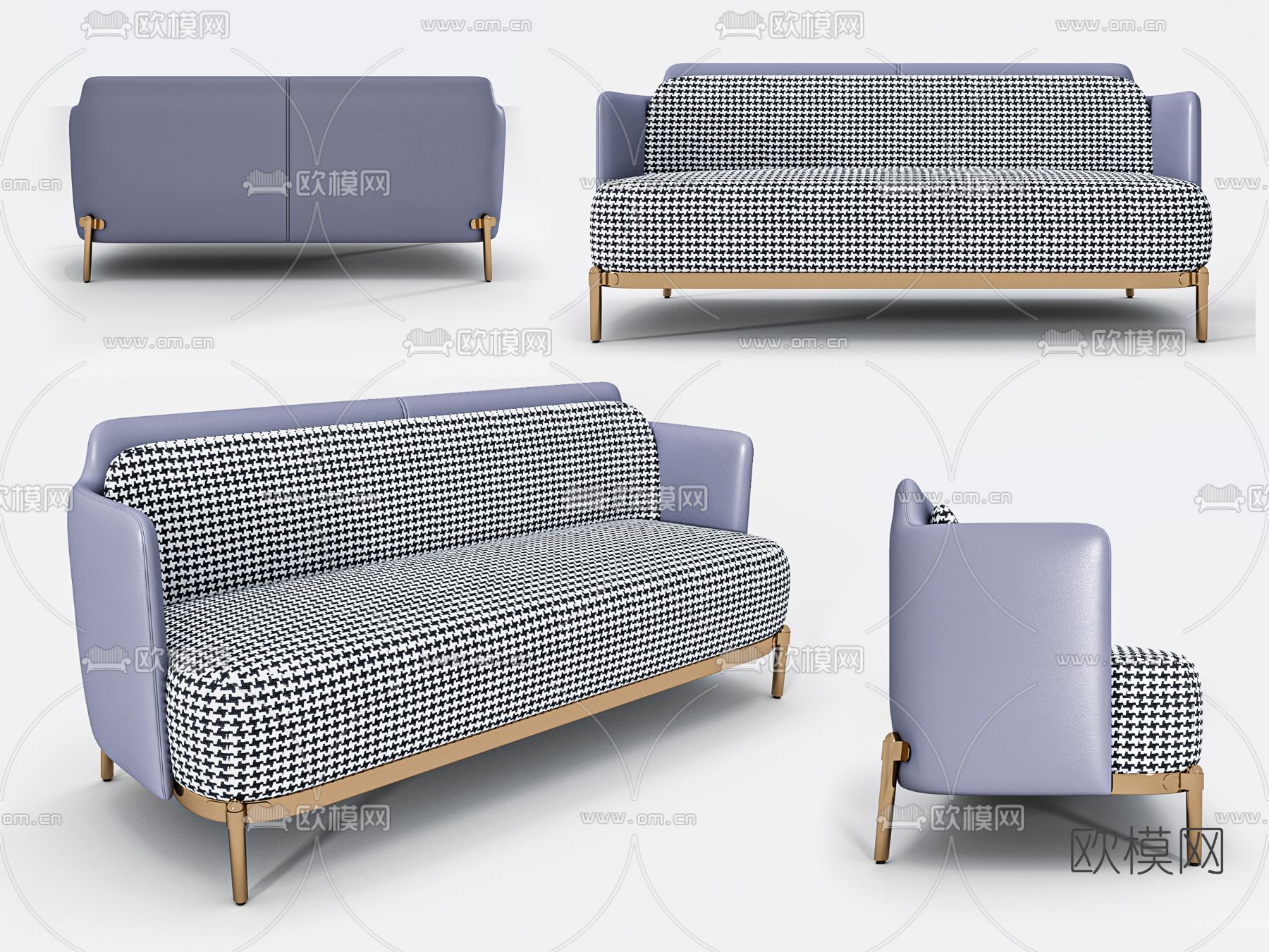 现代布艺多人沙发免费3d模型下载