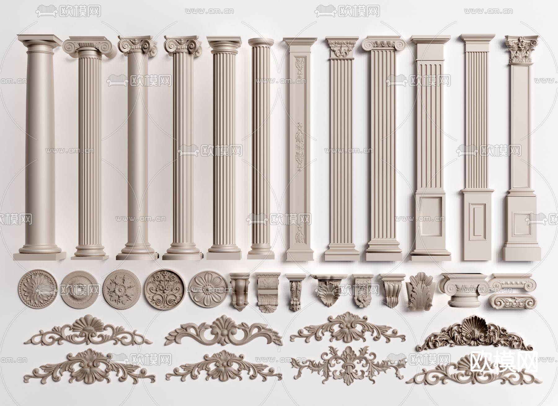欧式罗马柱su模型下载（渲染图1）