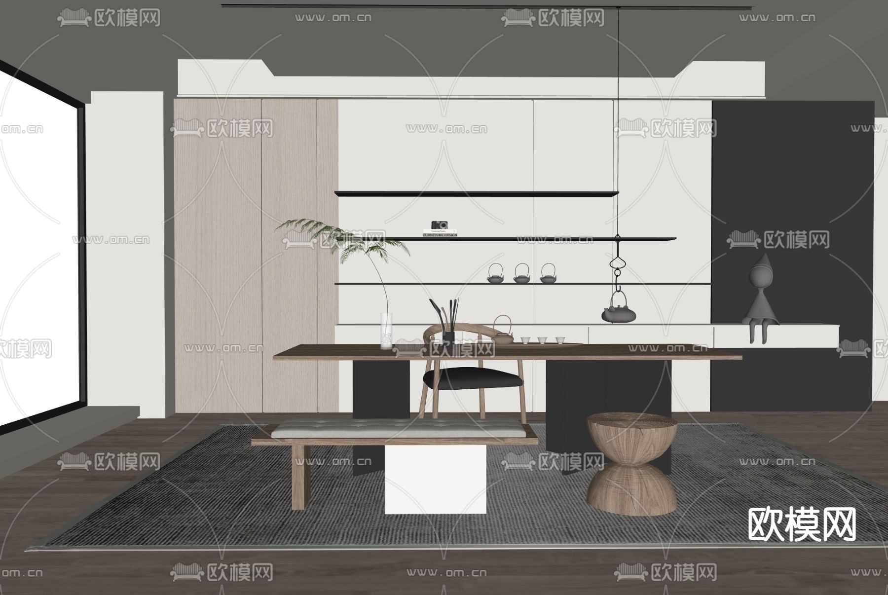 现代茶室su模型