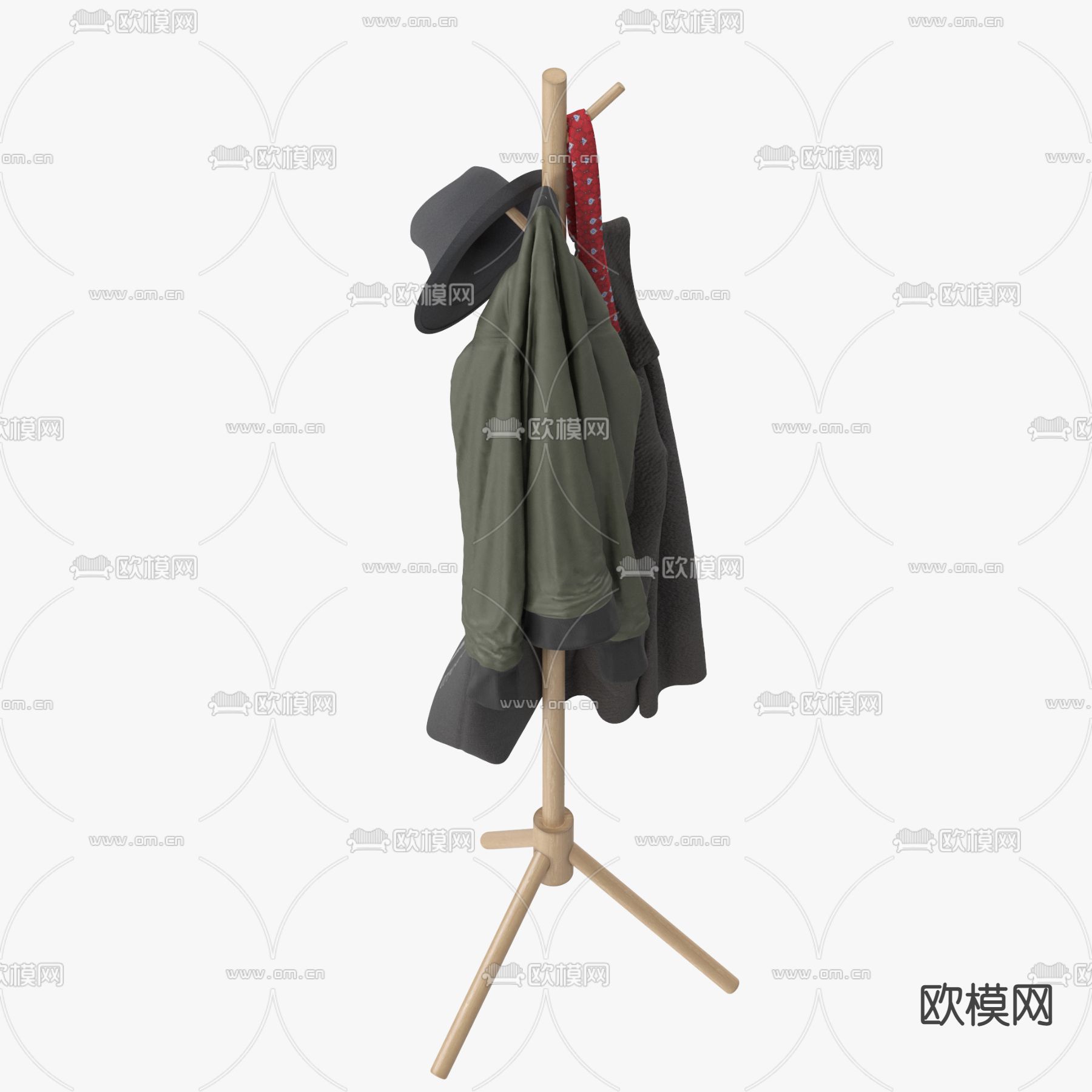 现代衣服包包挂衣架3d模型