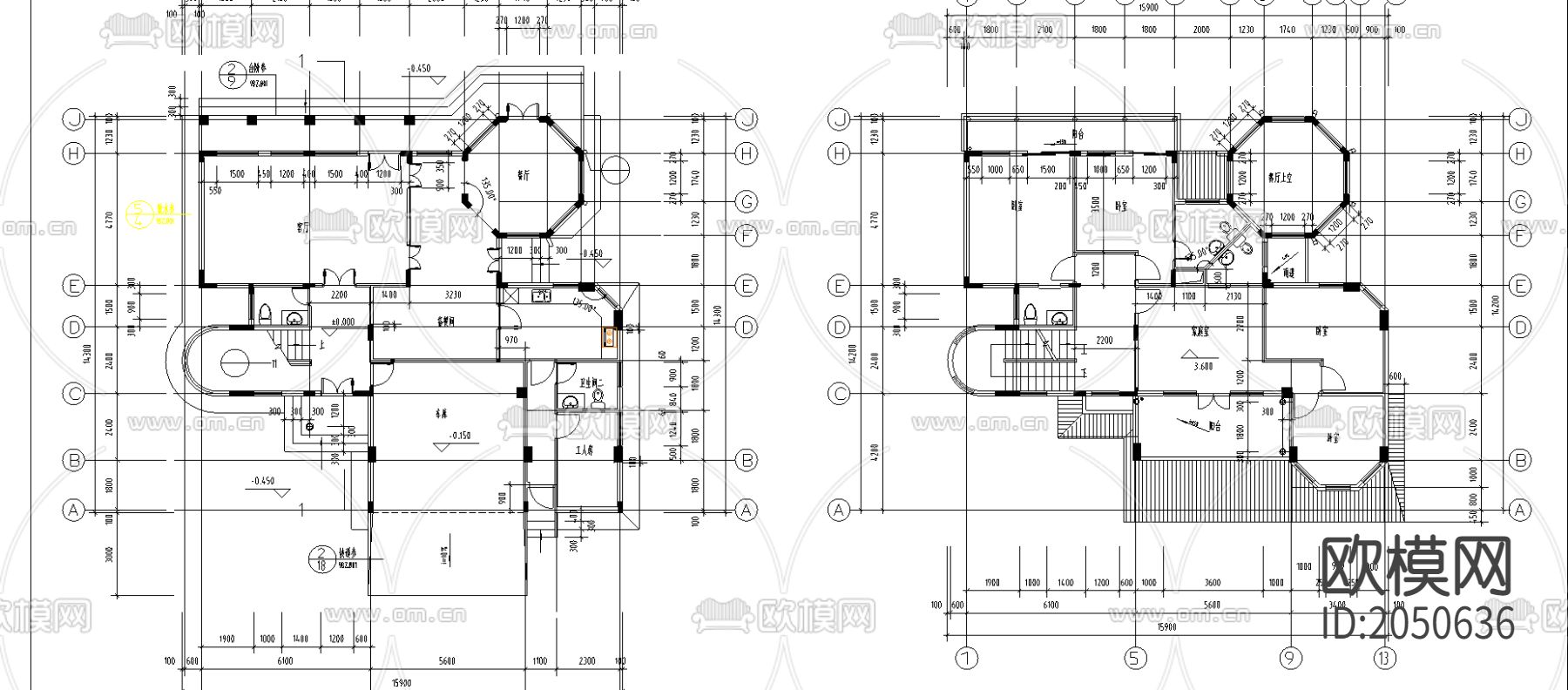 别墅cad施工图下载（渲染图1）