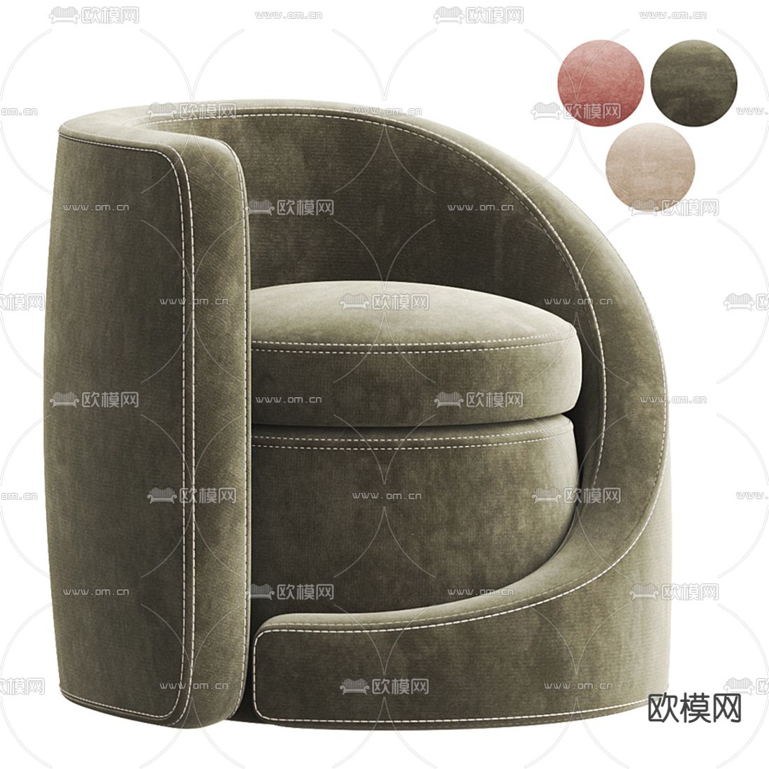 现代布艺休闲沙发3d模型